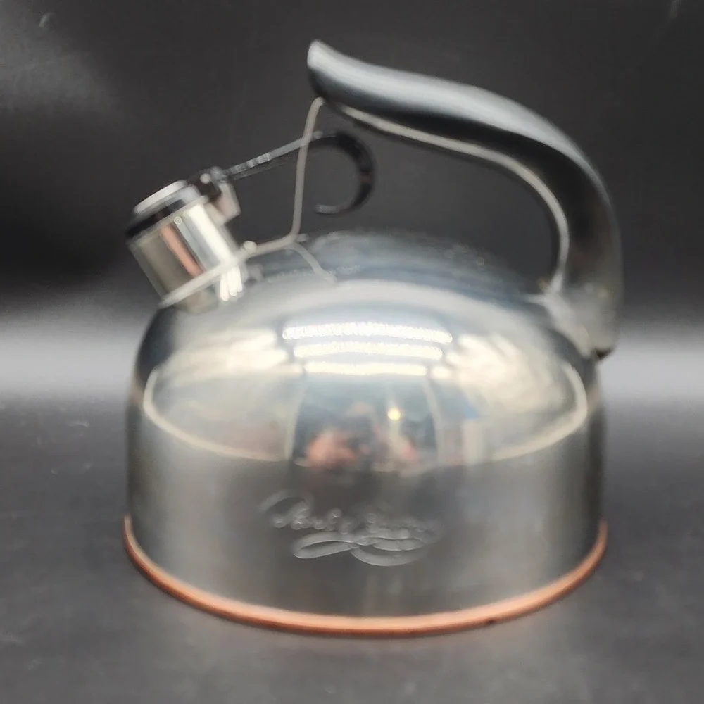 Revere Ware 2qt Silver Copper Bottom Whistling Tea Kettle Paul Revere Signature